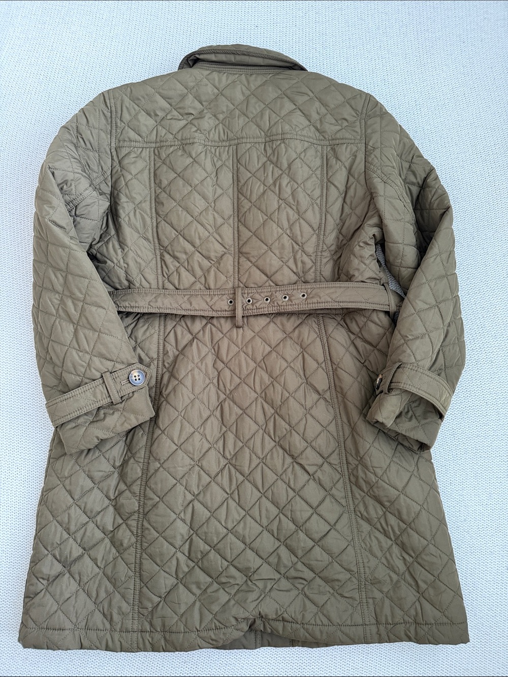 Talbots Quilted Belted Coat Green Size LP - Picture 9 of 9